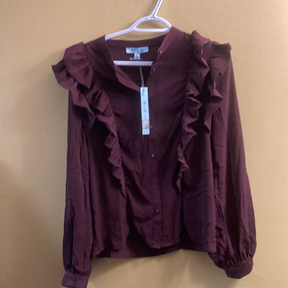 She + Sky Burgundy blouse